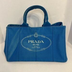 Prada Canapa Canvas Tote Blue